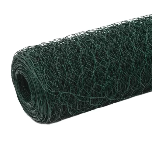  zöld PVC-bevonatú acél csirkeháló drótkerítés 25 x 1,2 m