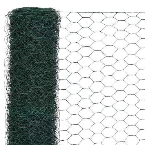  zöld PVC-bevonatú acél csirkeháló drótkerítés 25 x 1,2 m