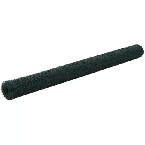  zöld PVC-bevonatú acél csirkeháló drótkerítés 25 x 1,5 m