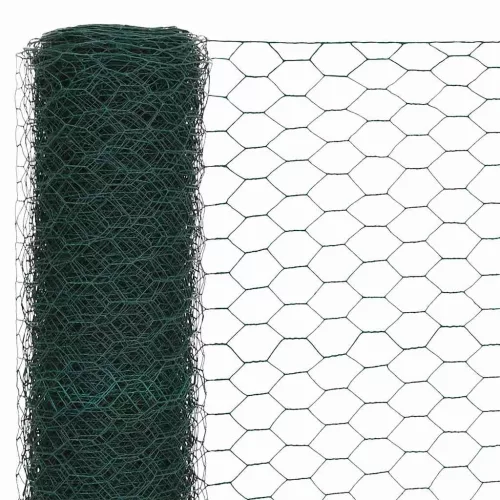  zöld PVC-bevonatú acél csirkeháló drótkerítés 25 x 1,5 m