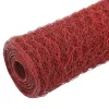  piros PVC-bevonatú acél csirkeháló drótkerítés 25 x 1,2 m