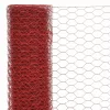  piros PVC-bevonatú acél csirkeháló drótkerítés 25 x 1,2 m