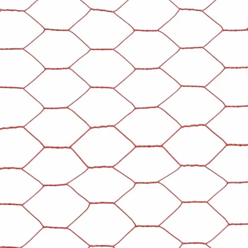  piros PVC-bevonatú acél csirkeháló drótkerítés 25 x 1,2 m