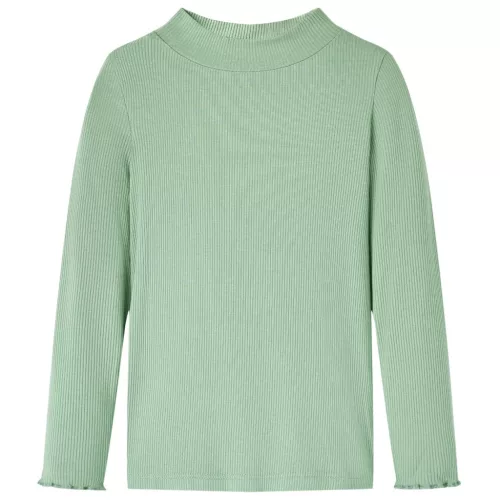 Sötétmenta színű hosszú ujjú gyerekpóló félgarbós nyakkal 128