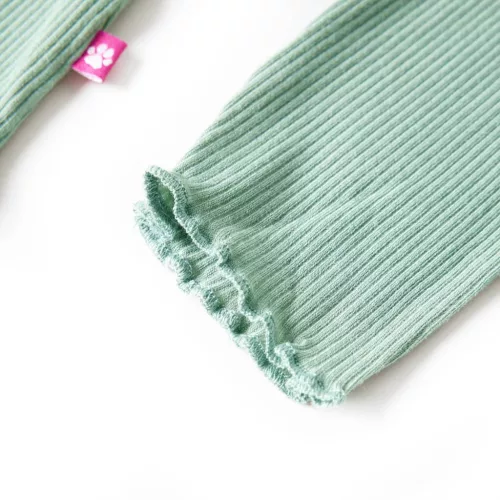 Sötétmenta színű hosszú ujjú gyerekpóló félgarbós nyakkal 128