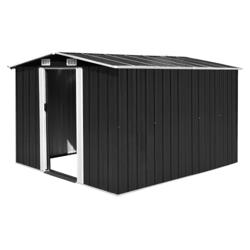  antracitszürke fém kerti fészer 257 x 298 x 178 cm