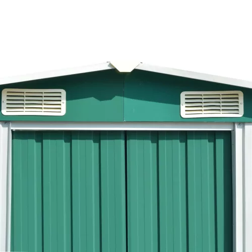  zöld fém kerti fészer 257 x 392 x 181 cm