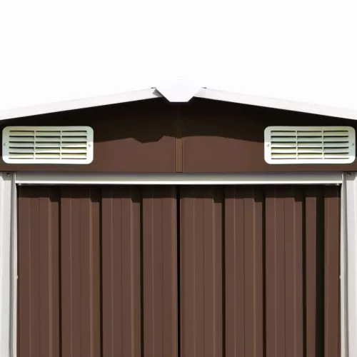  barna fém kerti fészer 257 x 489 x 181 cm