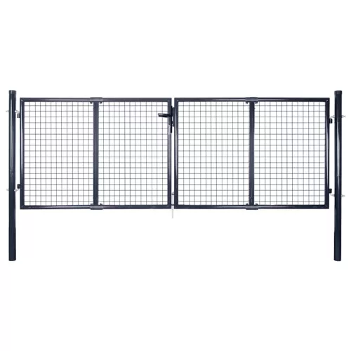  szürke horganyzott acél hálós kerti kapu 300 x 75 cm