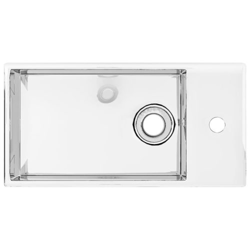  ezüstszínű kerámia mosdókagyló túlfolyóval 49 x 25 x 15 cm 