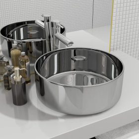  ezüstszínű kerámia mosdókagyló 40 x 15 cm 