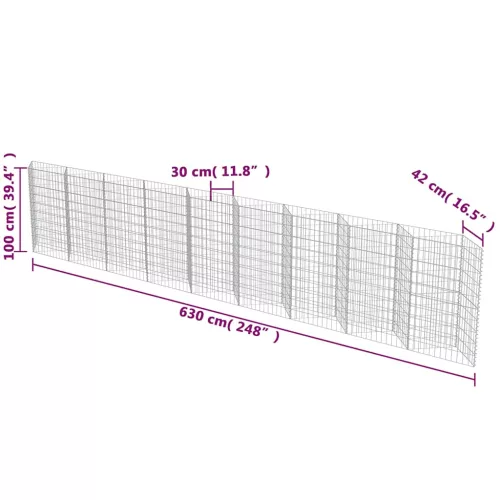  horganyzott acél gabion fal 630 x 30 x 100 cm