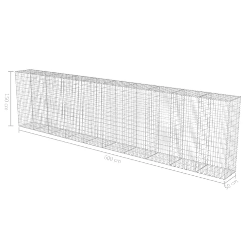  horganyzott acél gabion fal fedéllel 600 x 50 x 150 cm