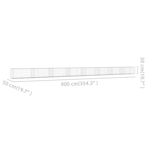  horganyzott acél gabion fal fedéllel 900 x 50 x 50 cm