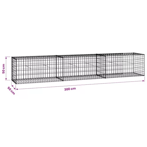  horganyzott acél gabion fal fedéllel 300 x 50 x 50 cm
