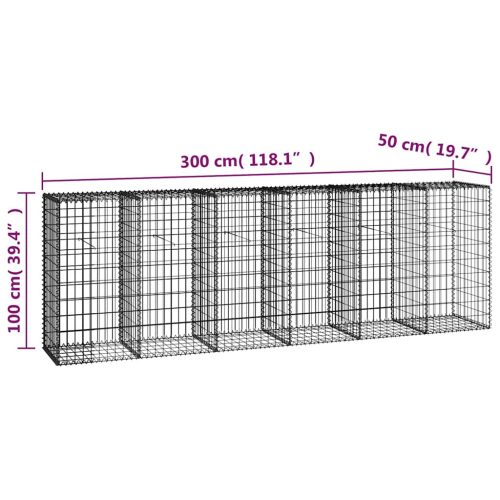  horganyzott acél gabion fal fedéllel 300 x 50 x 100 cm