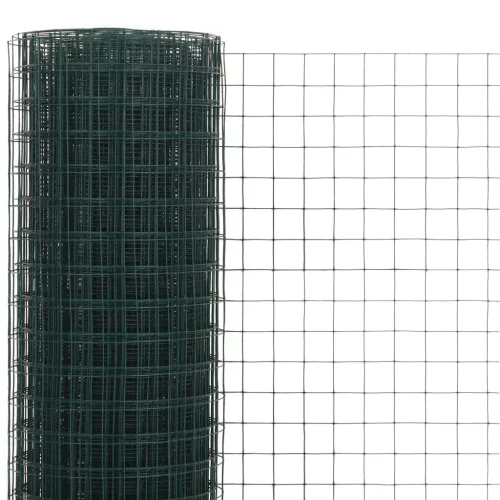  zöld PVC-bevonatú acél csirkeháló drótkerítés 10 x 1,5 m