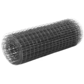    szürke PVC-bevonatú acél csirkeháló drótkerítés 25 x 0,5 m