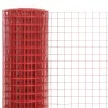  piros PVC-bevonatú acél csirkeháló drótkerítés 25 x 0,5 m