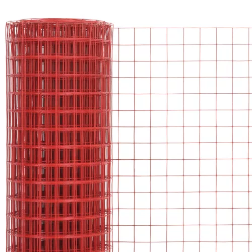  piros PVC-bevonatú acél csirkeháló drótkerítés 25 x 1,5 m