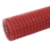  piros PVC-bevonatú acél csirkeháló drótkerítés 25 x 1,5 m