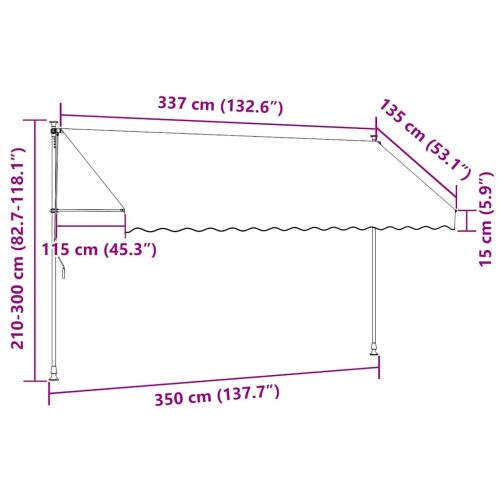  kézzel feltekerhető krémszínű napellenző 350 cm
