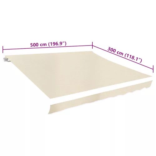  krémszínű vászon napellenző tető 5 x 3 m