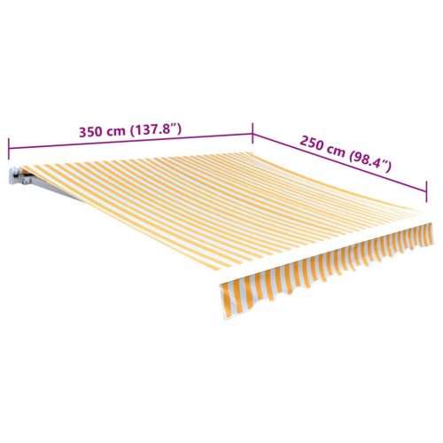  narancssárga-fehér vászon napellenző tető 350 x 250 cm 