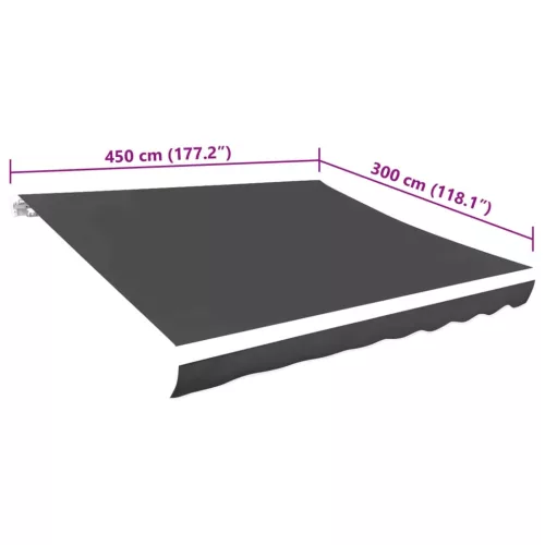  antracitszürke vászon napellenző tető 450 x 300 cm