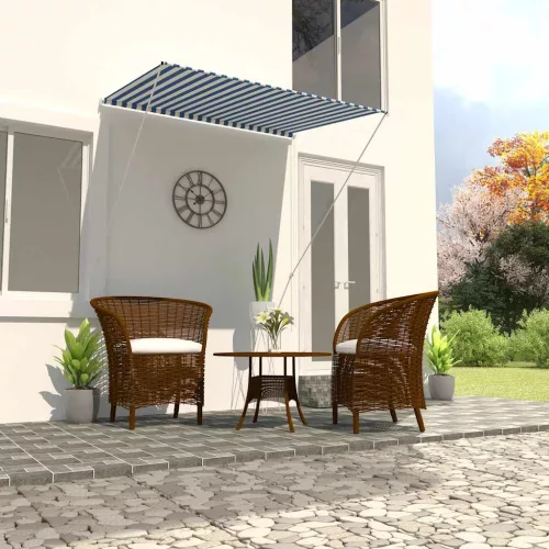  feltekerhető kék és fehér napellenző 150 x 150 cm