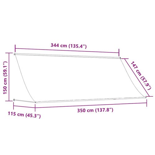  feltekerhető antracitszürke napellenző 350 x 150 cm