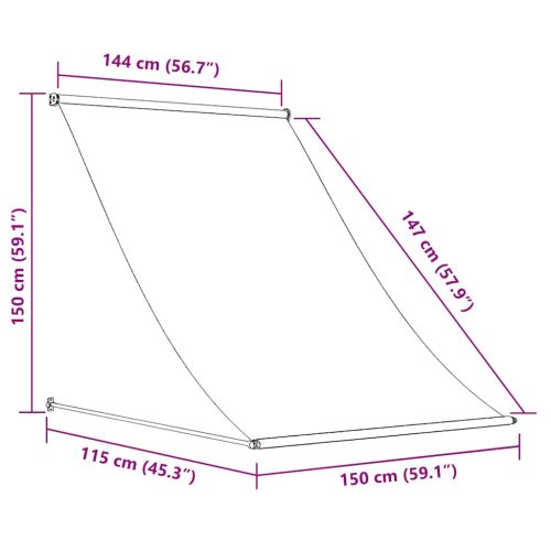  feltekerhető krémszínű napellenző 150 x 150 cm