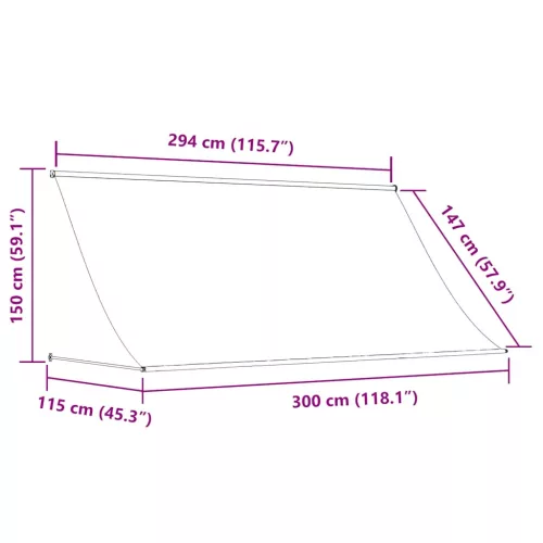  feltekerhető krémszínű napellenző 300 x 150 cm