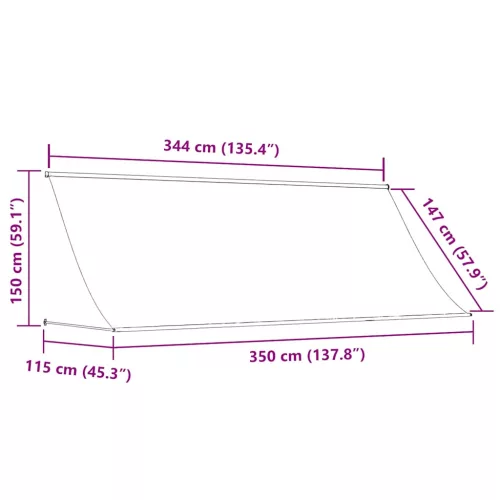  feltekerhető krémszínű napellenző 350 x 150 cm