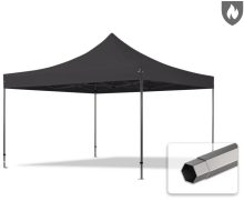   Professional összecsukható sátor PREMIUM 520g/m2 tűzálló ponyvával, acélszerkezettel, oldalfal nélkül - 4x4m fekete