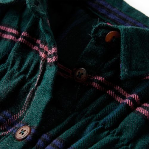 Sötétzöld hosszú ujjú gyerekruha fodrokkal 116