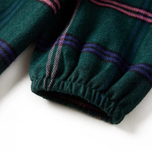 Sötétzöld hosszú ujjú gyerekruha fodrokkal 128