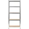  3 db 5 szintes ezüstszínű acél és szerelt fa polc