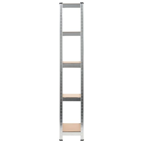  3 db 5 szintes ezüstszínű acél és szerelt fa polc