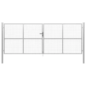  ezüstszínű horganyzott acél kertkapu 415 x 200 cm