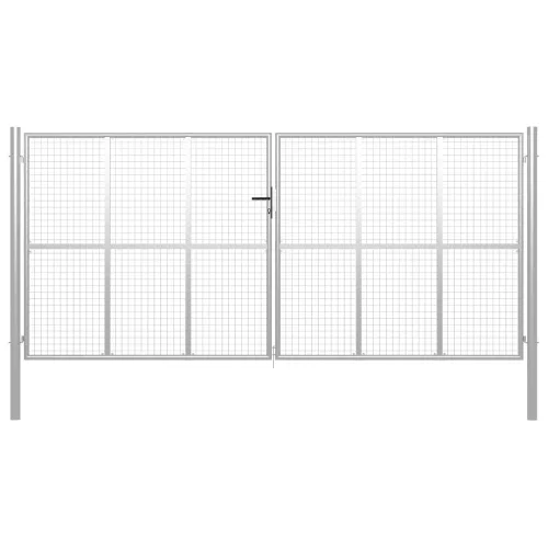  ezüstszínű horganyzott acél kertkapu 415 x 225 cm