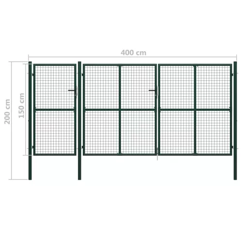  zöld acél kertkapu 400 x 150 cm