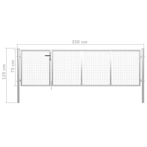  ezüstszínű acél kertkapu 350 x 75 cm