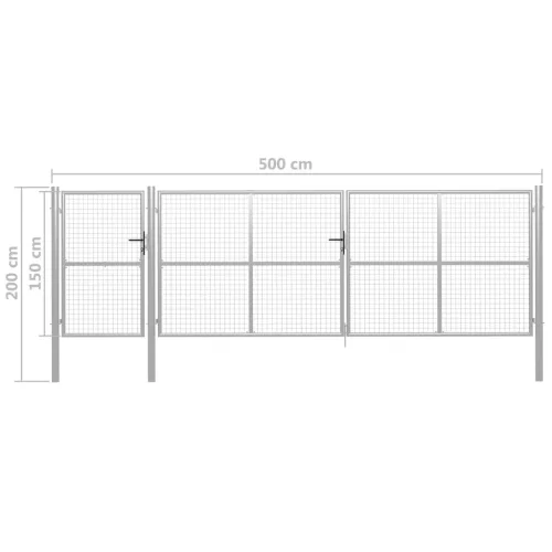  ezüstszínű acél kertkapu 500 x 150 cm