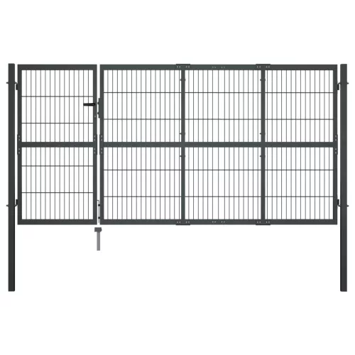  antracitszürke acél kertkapu póznákkal 350 x 120 cm