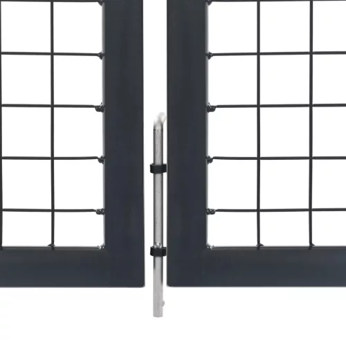  antracitszürke acél kertkapu póznákkal 350 x 120 cm