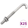  25 szett hornyos J-csavar anyával és alátéttel M8 x 120 mm