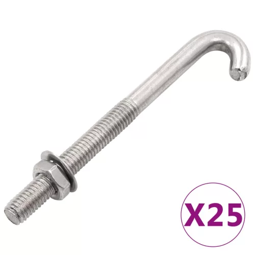  25 szett hornyos J-csavar anyával és alátéttel M8 x 120 mm