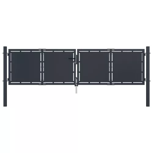  antracitszürke acél kertkapu 300 x 75 cm