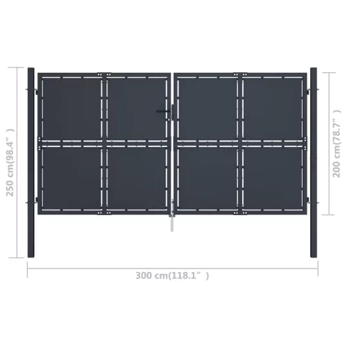  antracitszürke acél kertkapu 300 x 200 cm